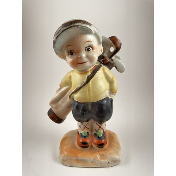 Vintage Ceramic Golfer Caddy Figurine - Picture 1 of 9